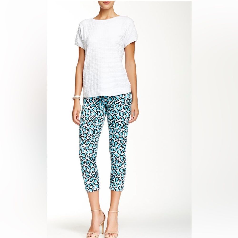 Joan Vass cotton leopard pant on elastic waistband, size 12-14, NWT